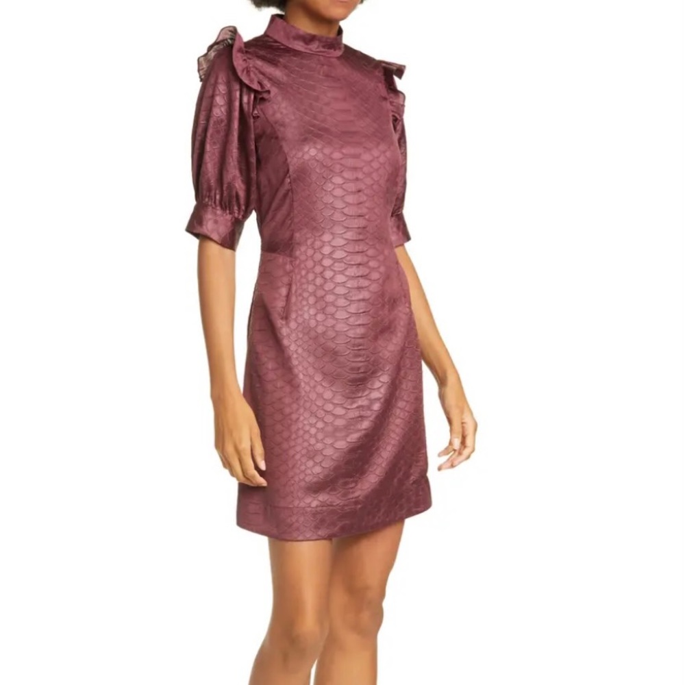 NWT SEA puff sleeve burgundy/purple dress
